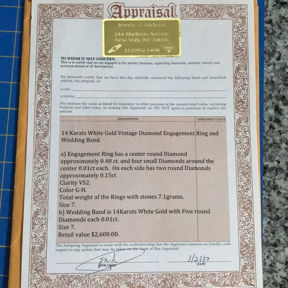 VINTAGE 14K White Wedding Set - Picture 8 of 8